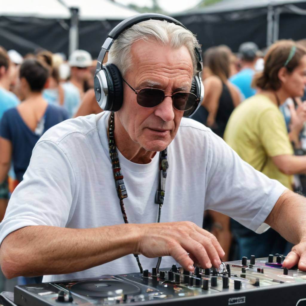 把年長者的頭換到正在打碟的 DJ 頭上。