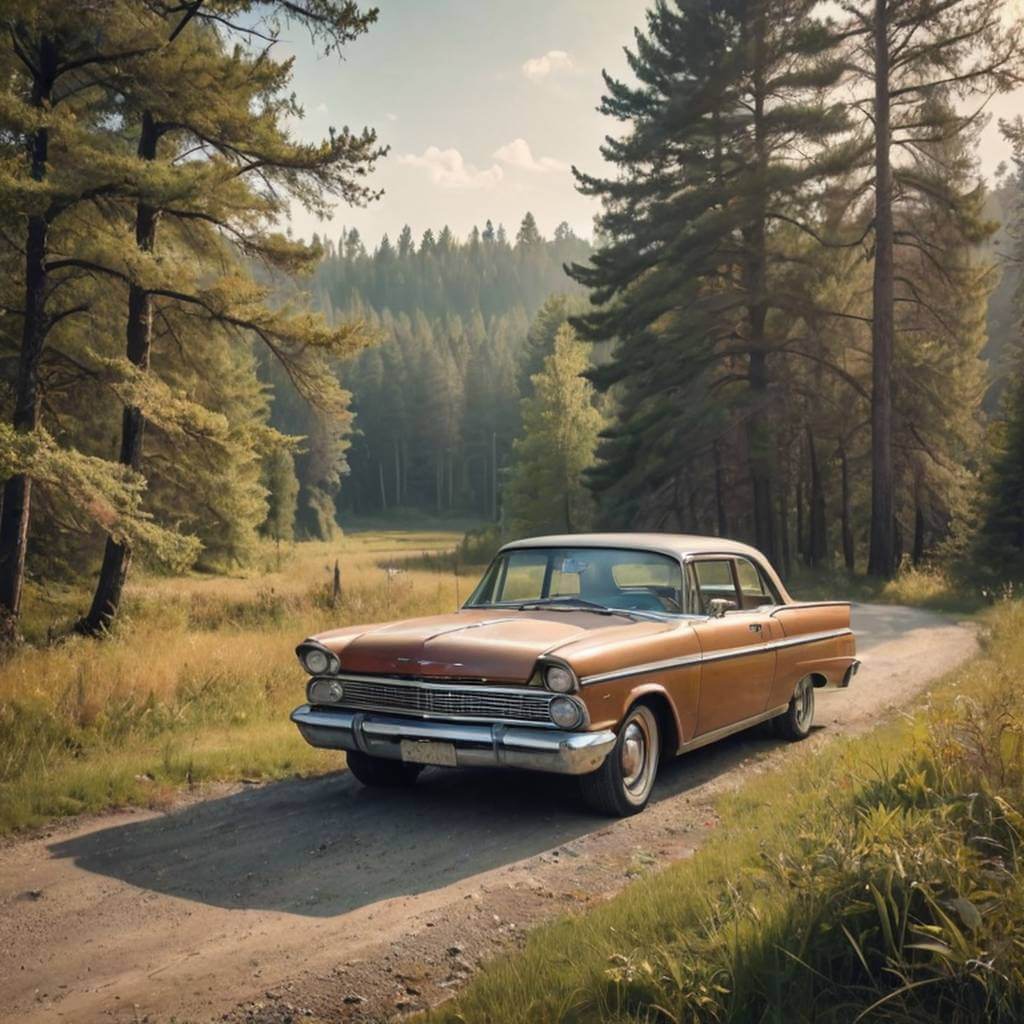 Revitalize a faded landscape photo with a retro vibe, emphasizing the natural beauty with striking, yet authentic colors that capture the original atmosphere.