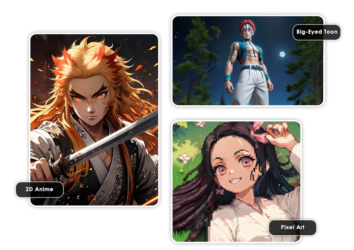 Generate Demon Slayer OCs in Unique Styles