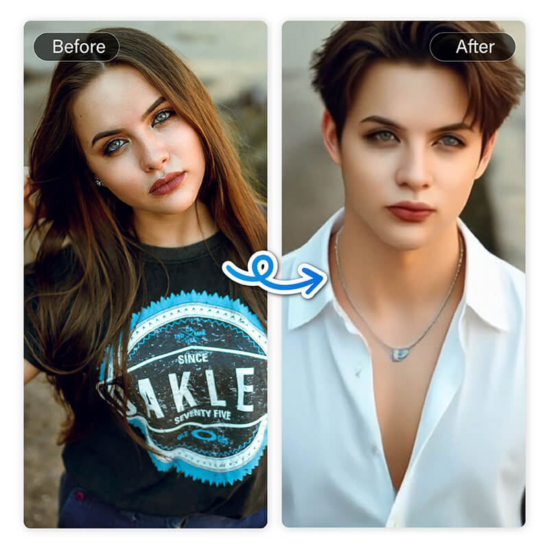Crea fotos de perfil con intercambio de género