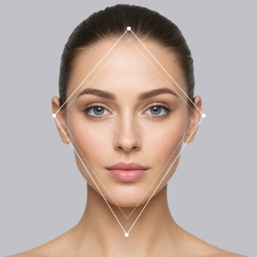 Esempio di forma del viso a diamante – zigomi larghi con fronte e mento stretti | Guida alle forme del viso di YouCam