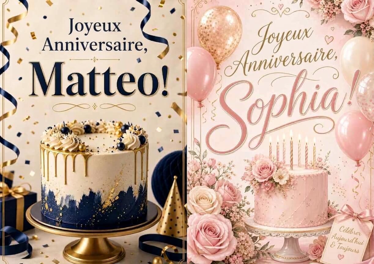 Carte d'Anniversaire Personnalisée avec le Prénom