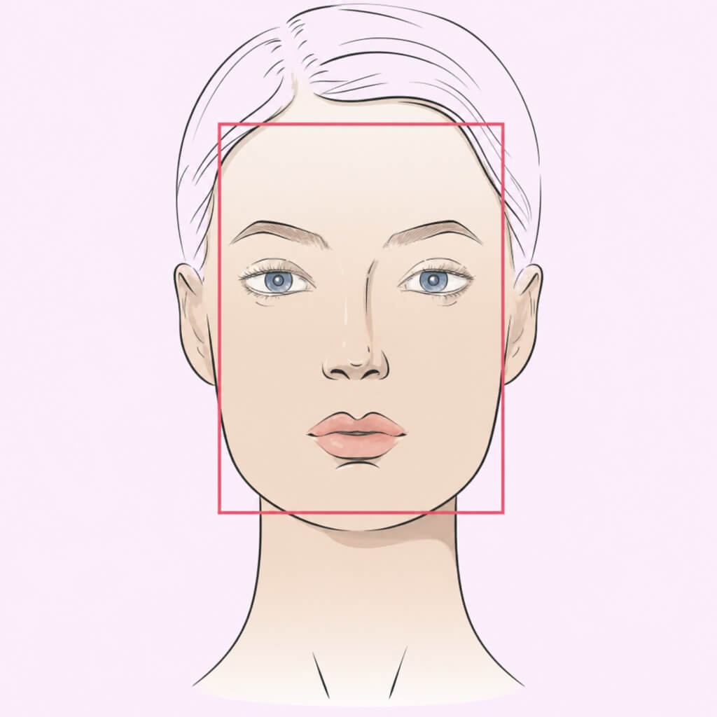 Rectangle face shape example – long face with equal forehead, cheek, and jawline width | YouCam Face Shape Guide