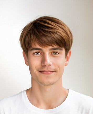 Pixie cut hairstyle preview generated by YouCam's AI Hairstyle Generator — a short, cropped cut that highlights the jawline and stays low-maintenance on fine-to-medium hair.