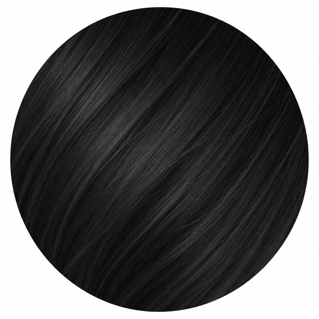 A natural-looking black with glossy depth instead of a flat finish.