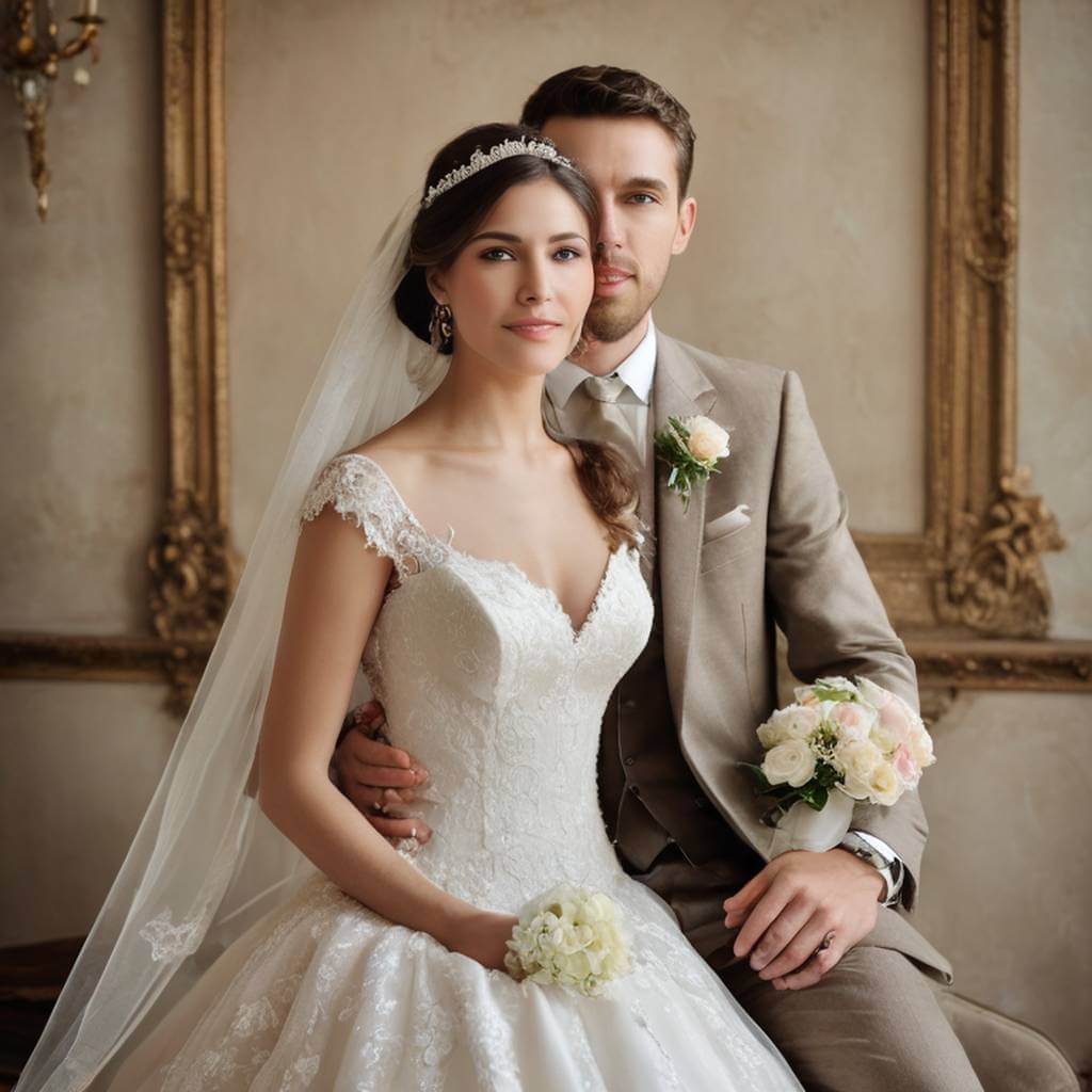 Colorize a wedding photo with soft, warm tones that enhance the mood and preserve original textures, showcasing the power of ai photo restoration.