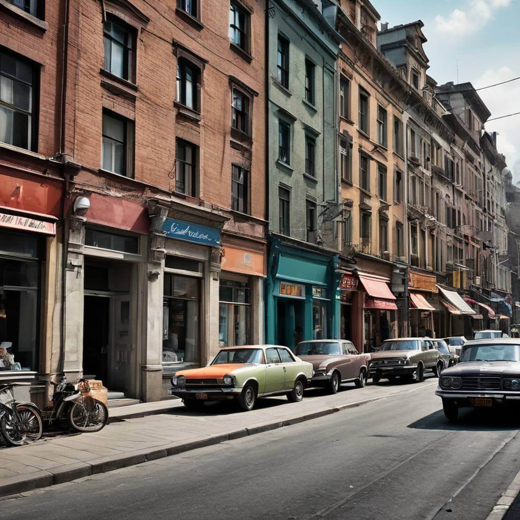 Colorize street scenes with authentic colors for buildings, vehicles, and people’s attire based on the photo’s date using our photo restorer AI.