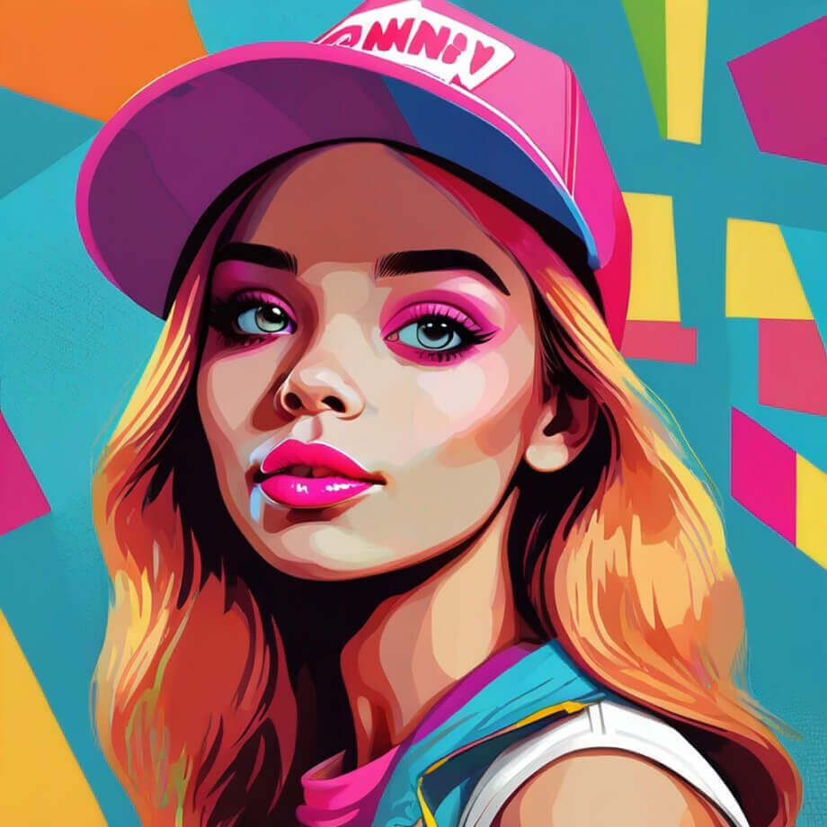 Uma garota usando um chapéu rosa